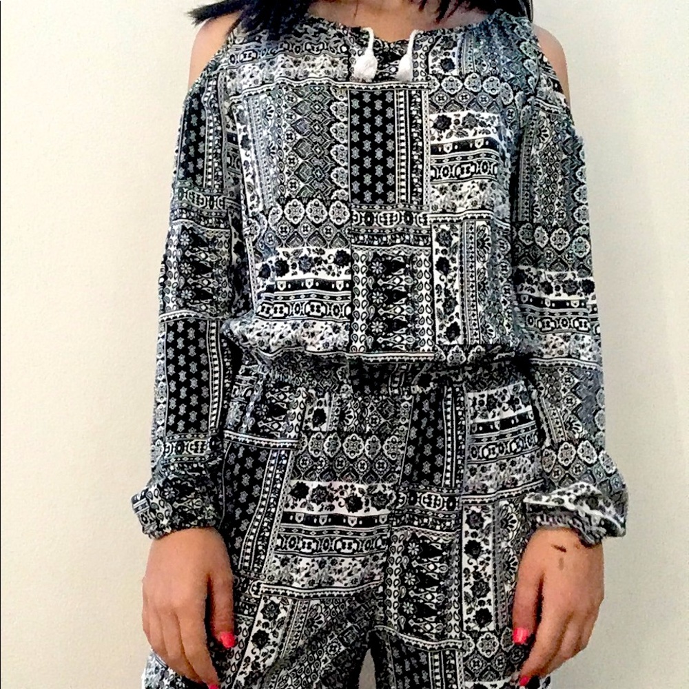 Black and White Patterned Romper